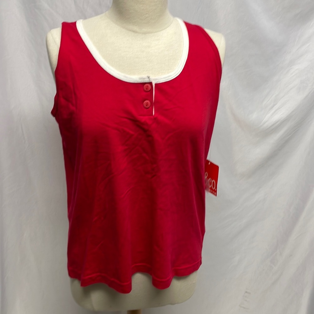 Liz & CO red and white tank top size Large